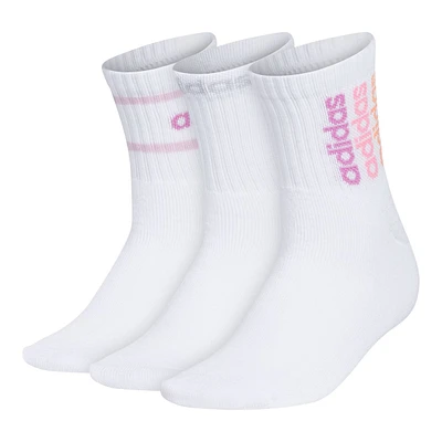 adidas Women's Sport Stripe 2 Quarter Crew Socks - 3 Pack