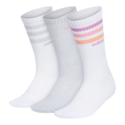 Adidas Women's 3-Stripe II Crew Socks, Moisture-Wicking, 3-Pack