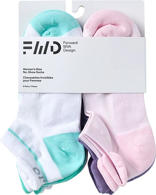 FWD Women's Rise No Show Socks - 6 Pack