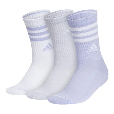 adidas Women's 3-Stripe Cushioned 3.0 Crew Socks - 3 pk