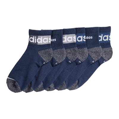 adidas Boys' Blocked Linerar Quarter Crew Socks - 6 Pack