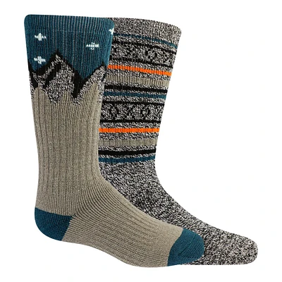 Merrell Boys' YA Holid Brushed Thermal Crew Socks - 2 Pack