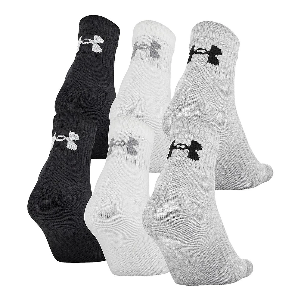 Under Armour Kids' Training Cotton Quarter Crew Socks - 6 pk