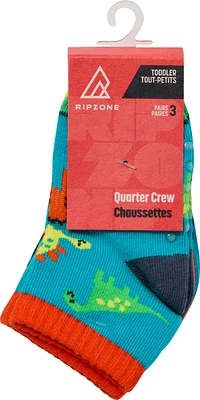 Ripzone Toddler Boys' Dino Quarter Crew Socks - 3 Pack