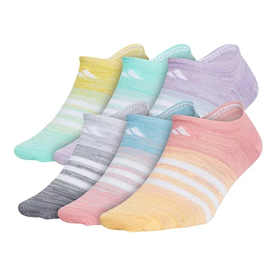 adidas Girls' Superlite Spacedye No Show Socks - 6 Pack