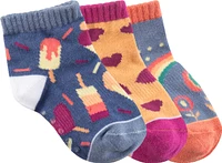 Ripzone Toddler Girls' Ice Cream Quarter Crew Socks - 3 Pack