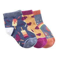 Ripzone Toddler Girls' Ice Cream Quarter Crew Socks - 3 Pack