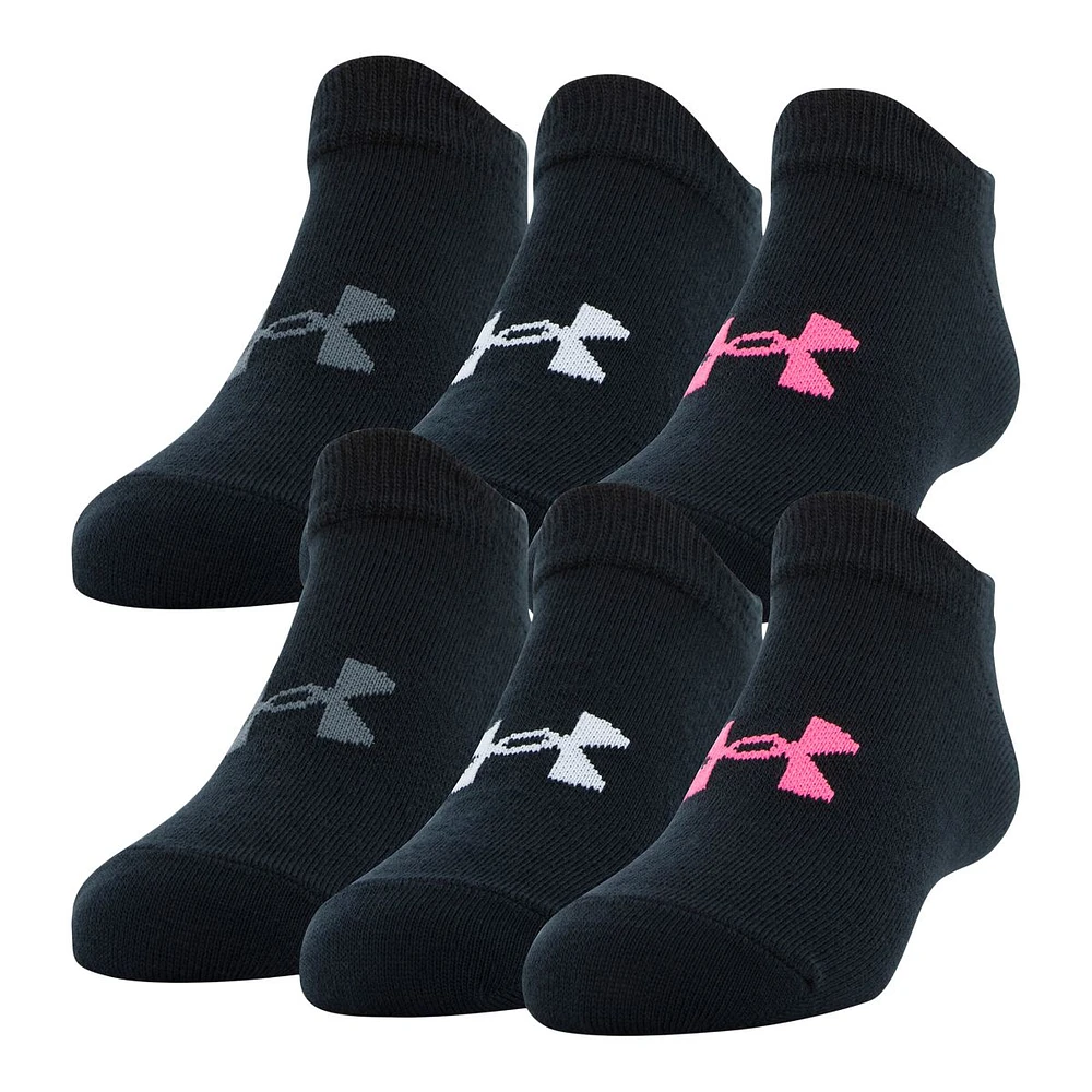 Under Armour Girls' Essential No Show Socks - 6 Pack