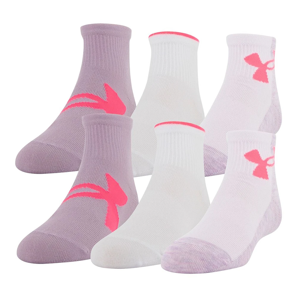 Under Armour Girls' Essential Quarter Socks - 6 Pack