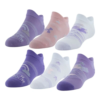 Under Armour Girls' Essential No Show Socks - 6 Pack