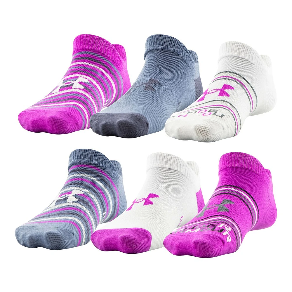 Under Armour Girls' Essential No Show Socks - 6 Pack