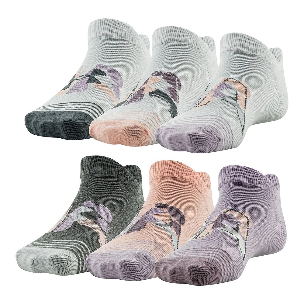 Under Armour Girls' Essential No Show Socks - 6 Pack