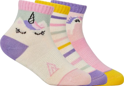 Ripzone Toddler Girls' Unicorn Quarter Crew Socks - 3 Pack