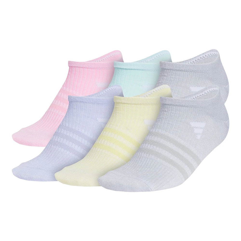 adidas Girls' Superlite Rainbow No Show Socks - 6 pk