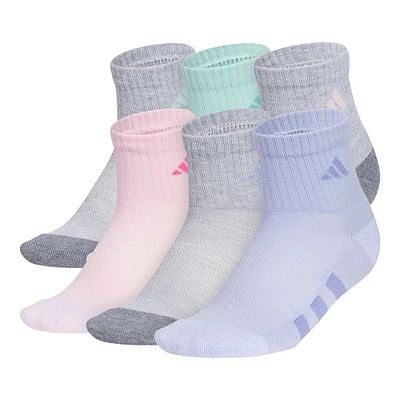 adidas Girls' Athletic Cushion Quarter Socks - 6 pk