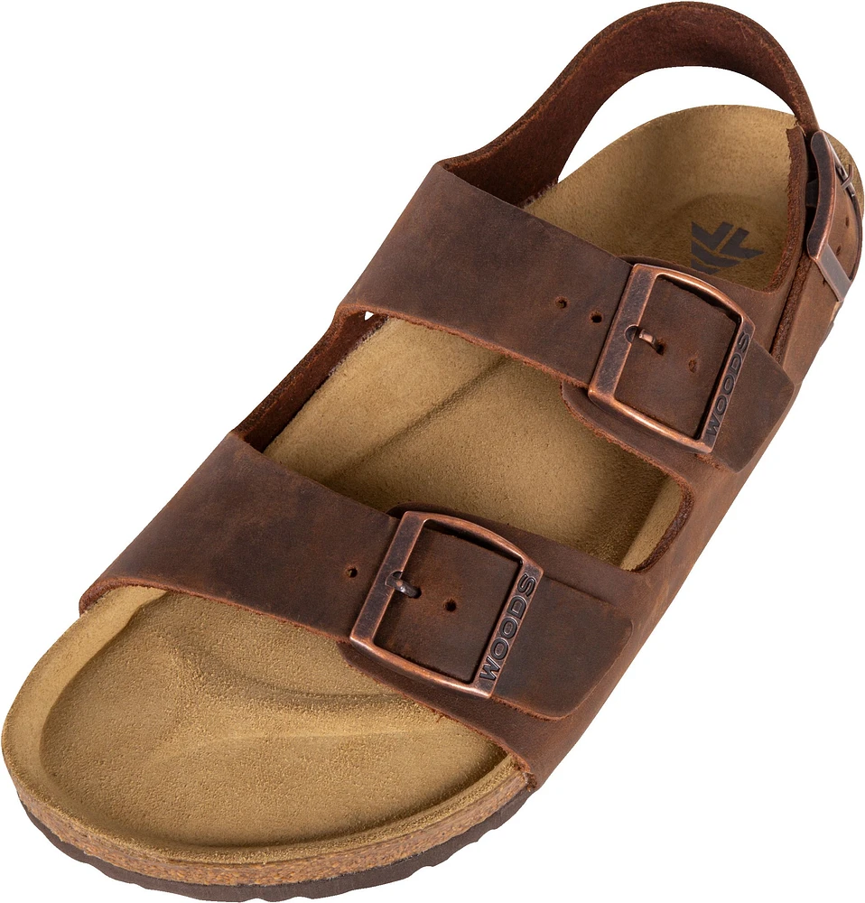 Woods Men's Laas Leather Back Strap Sandals, Casual, Walking, Beach