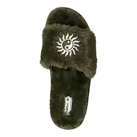 O'Neill Women's Laurelee Embellished Faux Fur Slippers