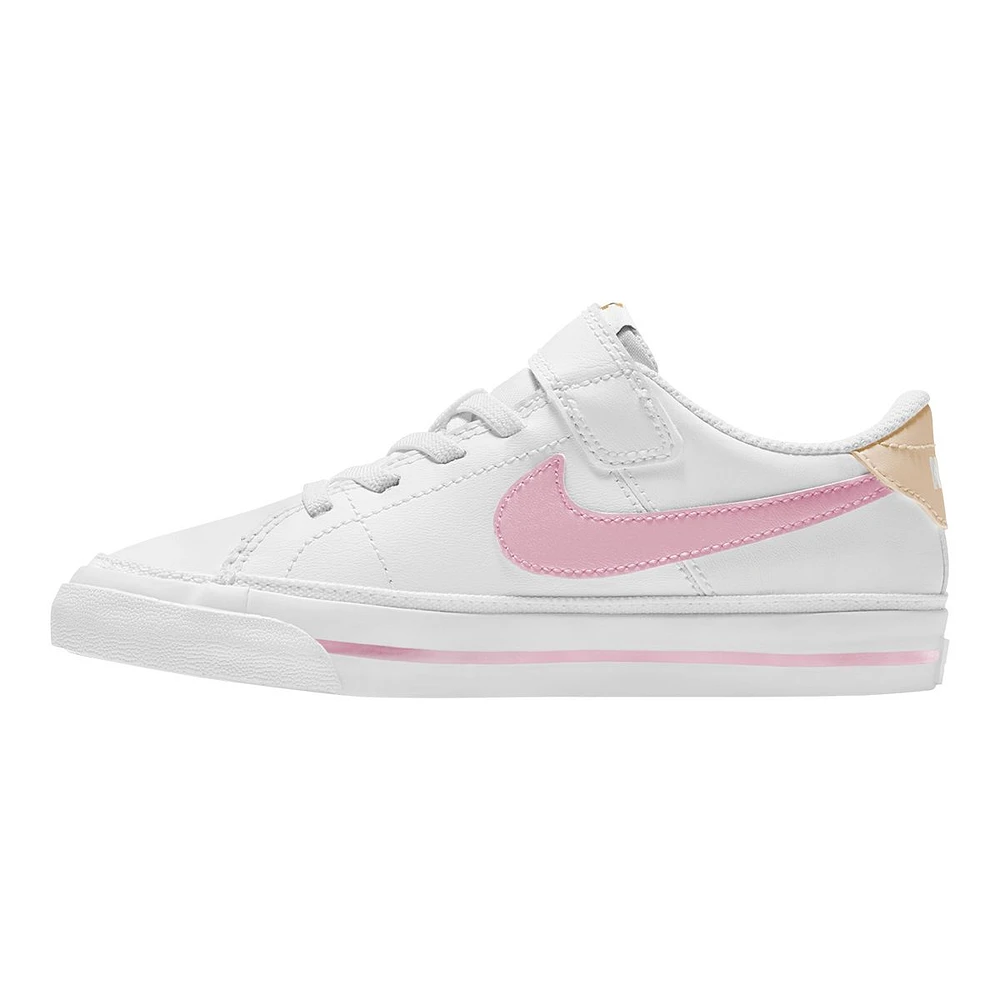 Nike Kids' Pre-School Court Legacy Shoes, Girls, Tennis, Sneakers, Lace, Velcro, Cushioned