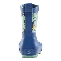 Ripzone Kids' Toddler Bo Rain Boots, High Top, Slip On, Rubber, Waterproof, Pull Handles