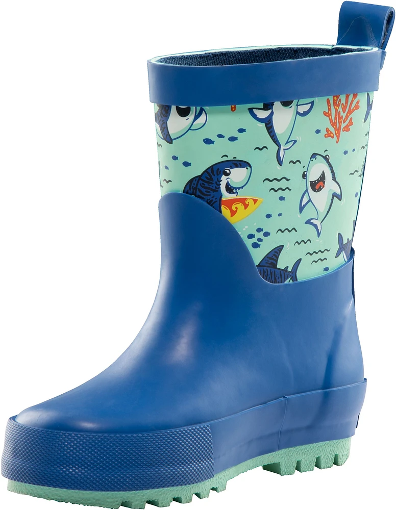 Ripzone Kids' Toddler Bo Rain Boots, High Top, Slip On, Rubber, Waterproof, Pull Handles