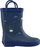 Ripzone Kids' Toddler Neil Rain Boots, High Top, Slip On, Rubber, Waterproof, Pull Handles