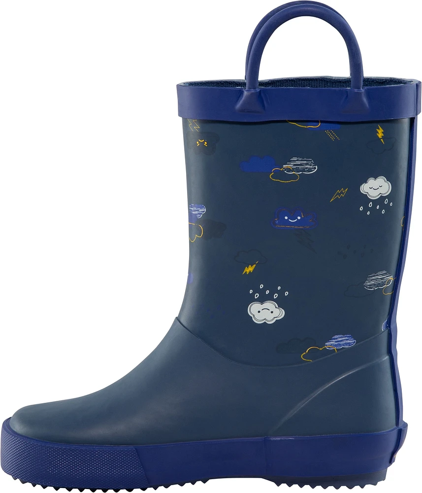 Ripzone Kids' Toddler Neil Rain Boots, High Top, Slip On, Rubber, Waterproof, Pull Handles