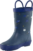 Ripzone Kids' Toddler Neil Rain Boots, High Top, Slip On, Rubber, Waterproof, Pull Handles