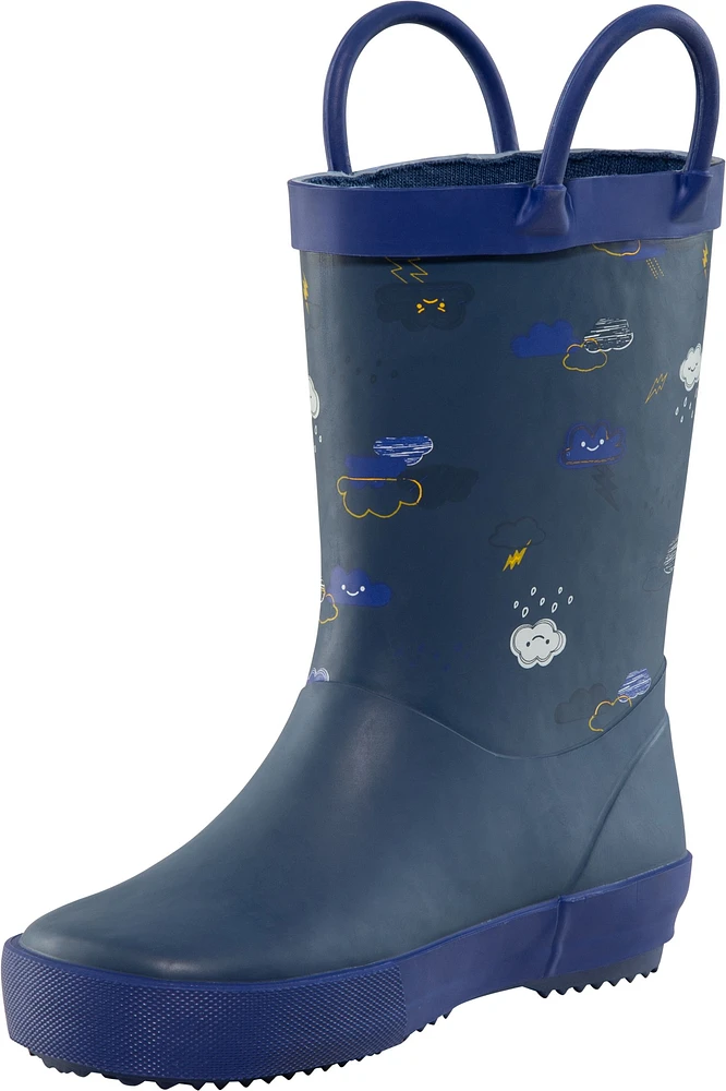 Ripzone Kids' Toddler Neil Rain Boots, High Top, Slip On, Rubber, Waterproof, Pull Handles