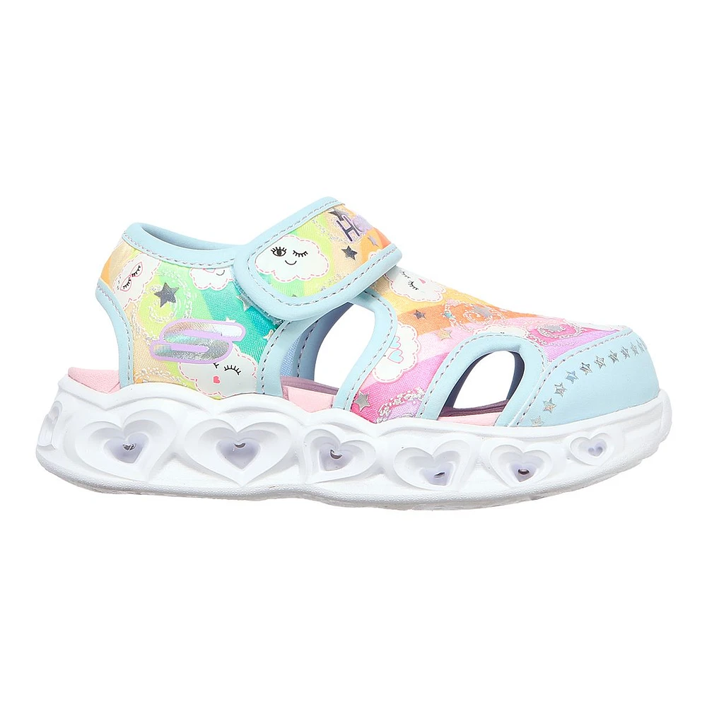 Skechers Kids' Toddler Heart Lights Slides/Sandals, Girls', Closed Toe, Velcro, Light Up