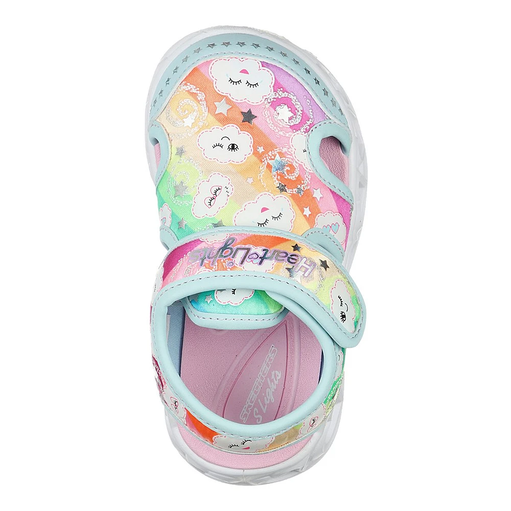 Skechers Kids' Toddler Heart Lights Slides/Sandals, Girls', Closed Toe, Velcro, Light Up