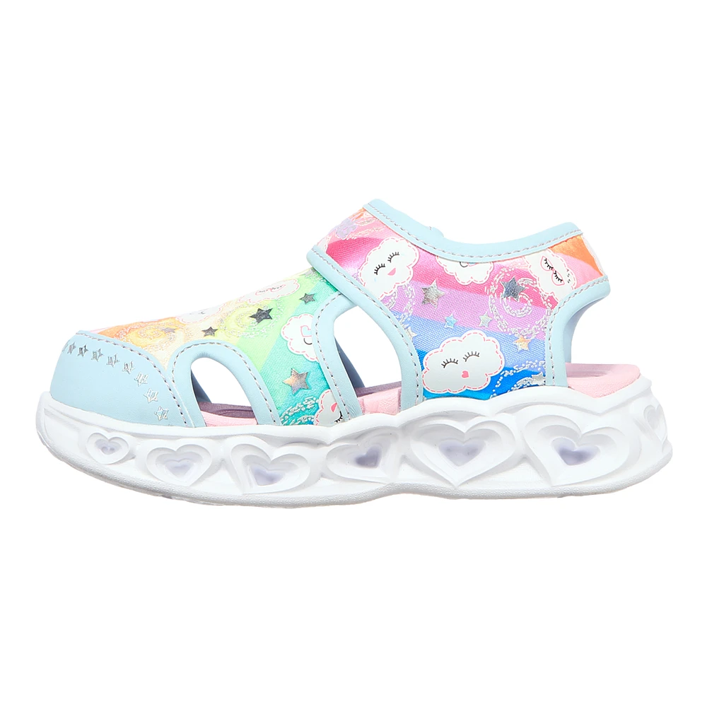 Skechers Kids' Toddler Heart Lights Slides/Sandals, Girls', Closed Toe, Velcro, Light Up