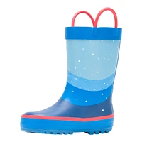 Kamik Kids' Toddler Rocketship Rain Boots, High Top, Slip On, Rubber, Waterproof, Handles