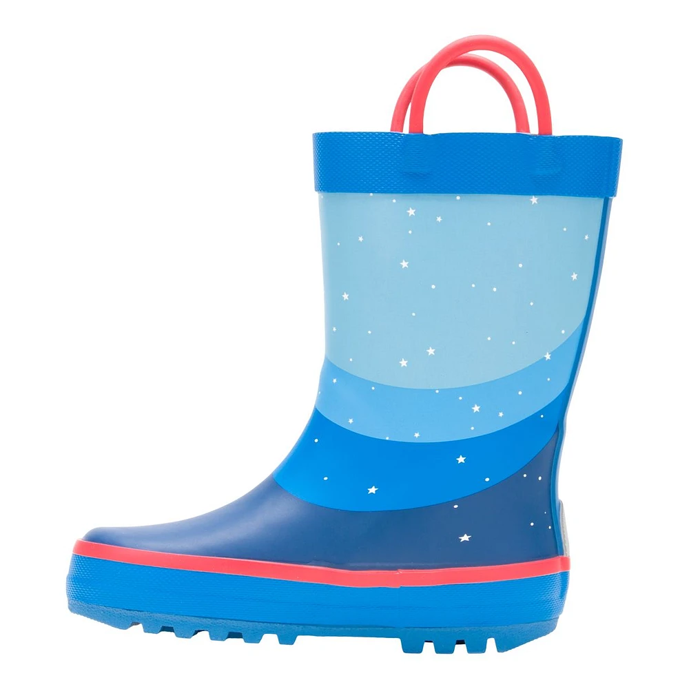 Kamik Kids' Toddler Rocketship Rain Boots, High Top, Slip On, Rubber, Waterproof, Handles