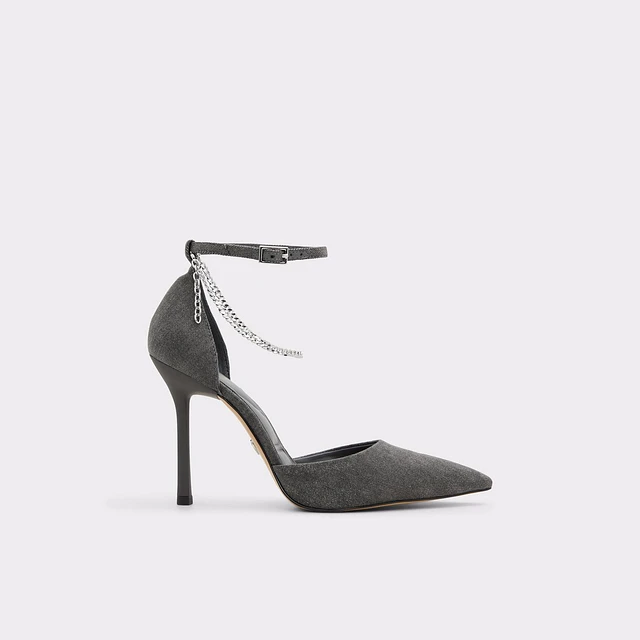 grey dress heels SILVER SHOES sweetheart neckline detail