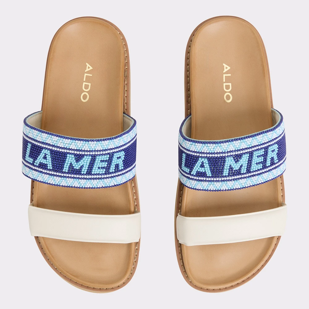 Beachvacay White/Blue Women's Footbed sandals | ALDO Canada