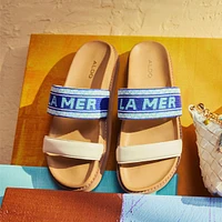 Beachvacay White/Blue Women's Footbed sandals | ALDO Canada