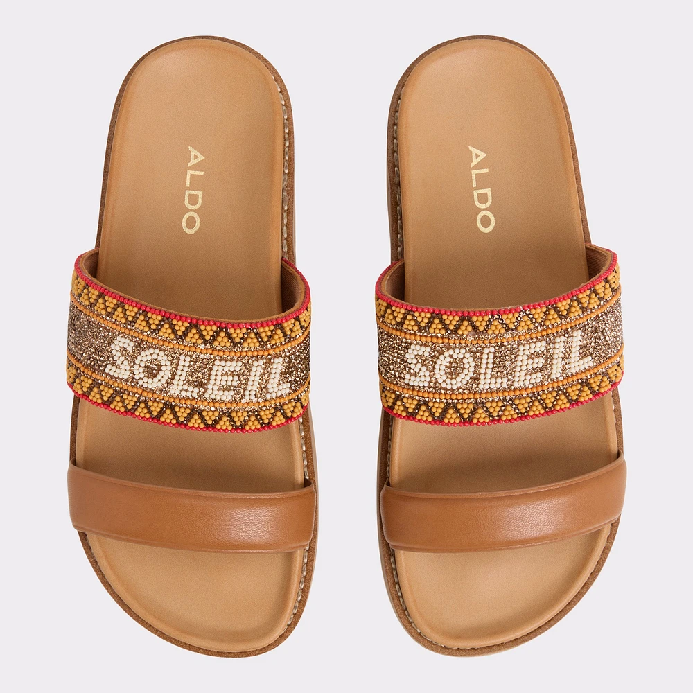 Beachvacay Brown Multi Women's Footbed sandals | ALDO Canada