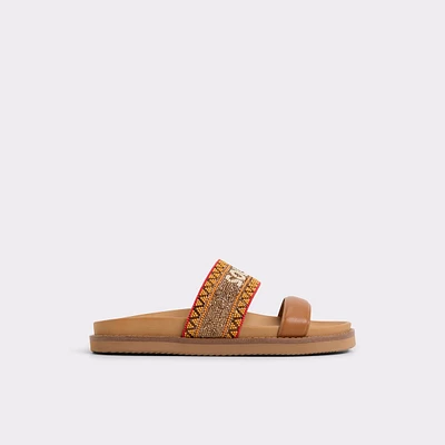 Beachvacay Brown Multi Women's Footbed sandals | ALDO Canada