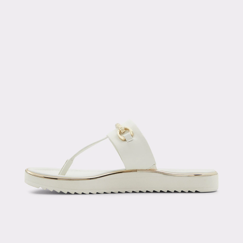 Deverena White/Bone Women's Flat Sandals | ALDO Canada