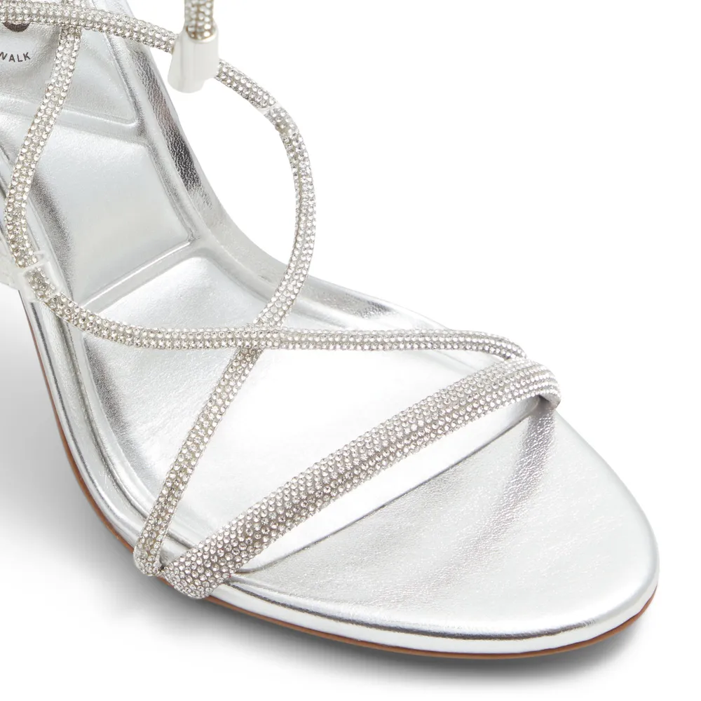 ALDO SILVER HEEL SANDALS - MÉDEN