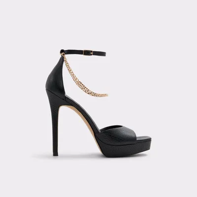 Prisilla Black Synthetic Snake Women's Strappy sandals | ALDO Canada