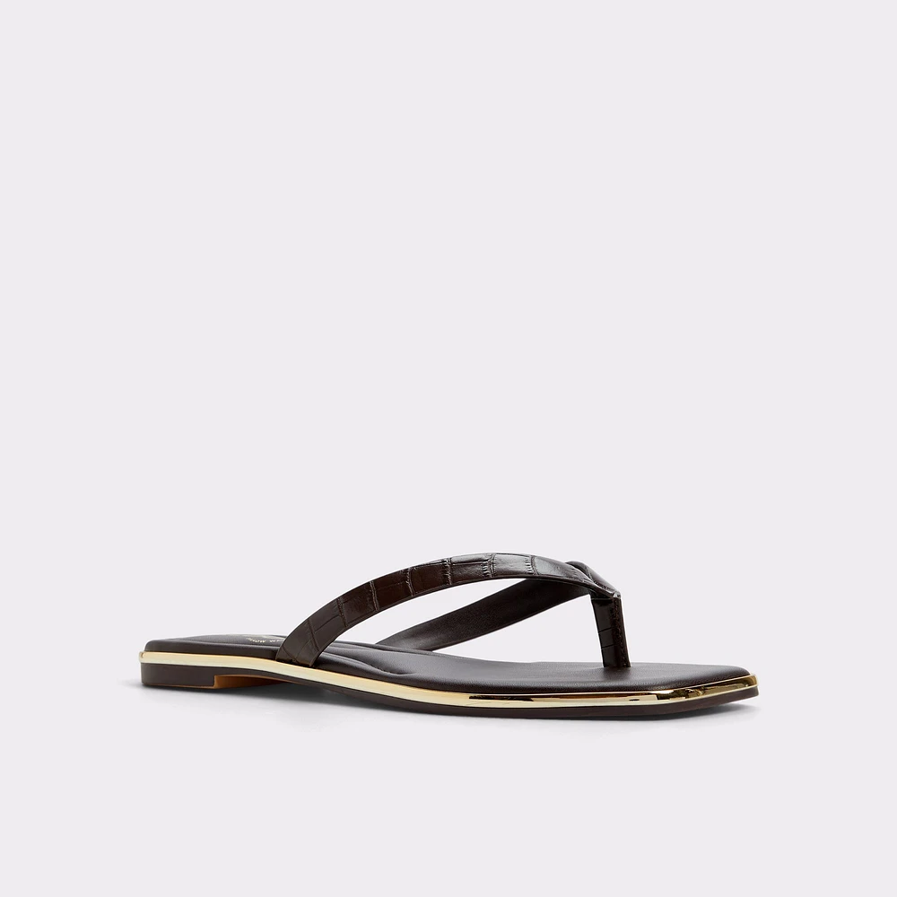 Theao Dark Brown Women's Thong Sandals | ALDO Canada