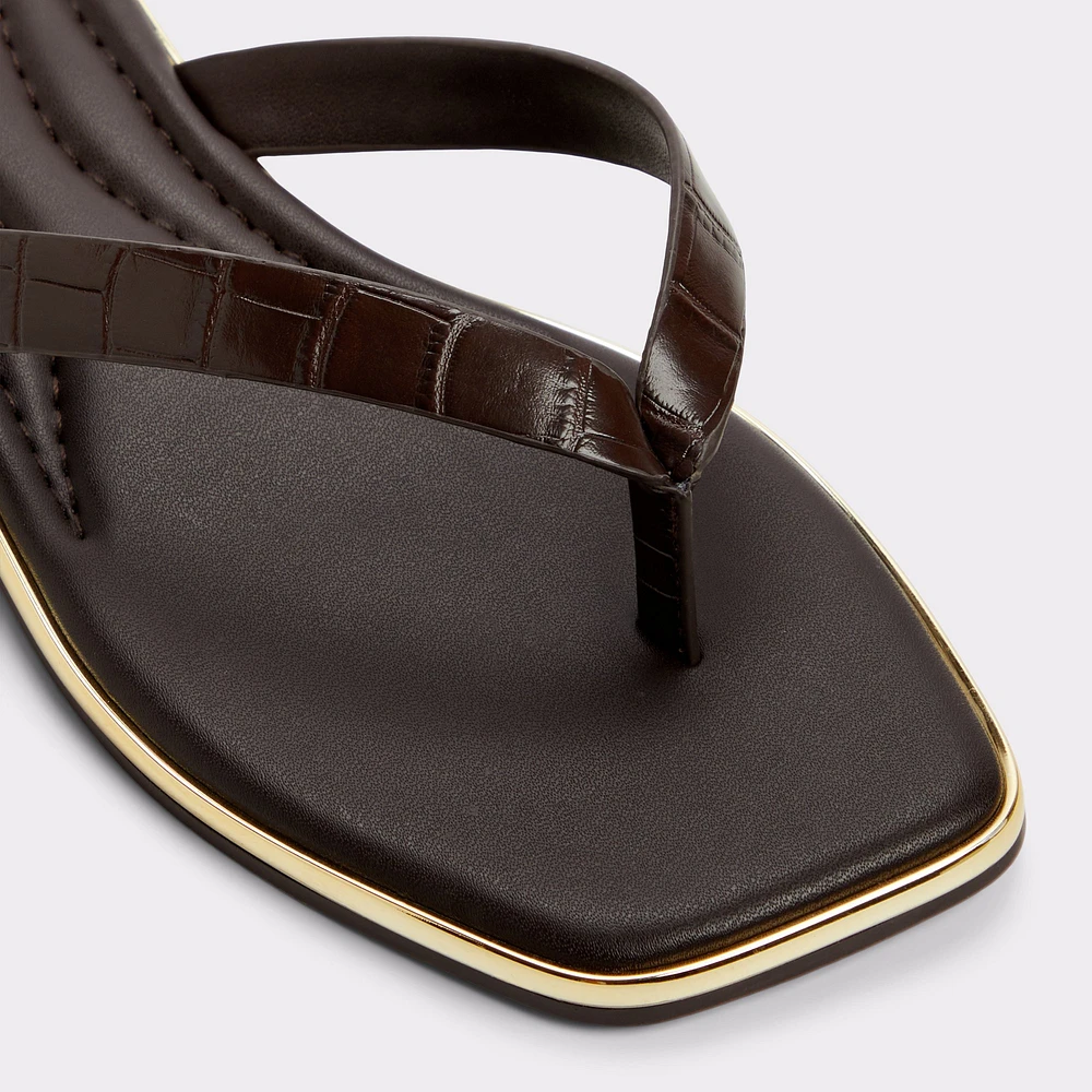 Theao Dark Brown Women's Thong Sandals | ALDO Canada