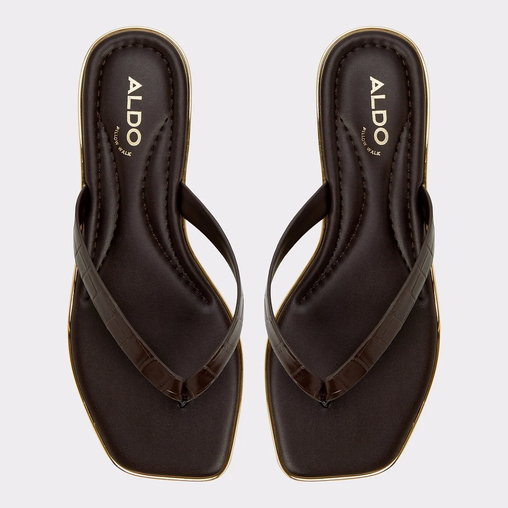 Theao Dark Brown Women's Thong Sandals | ALDO Canada