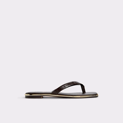 Theao Dark Brown Women's Thong Sandals | ALDO Canada