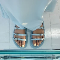 Zephyra Pastel Blue Women's Footbed sandals | ALDO Canada