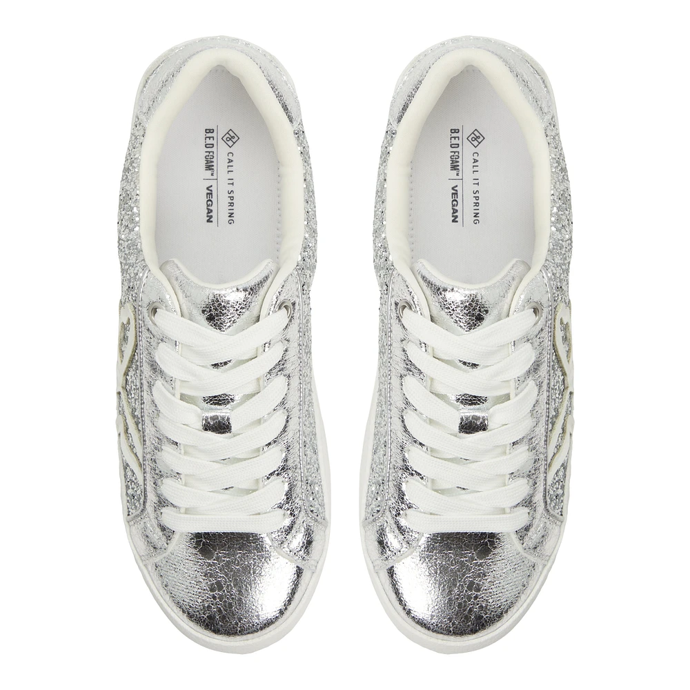 Annik Silver Women's Lace Up Sneakers