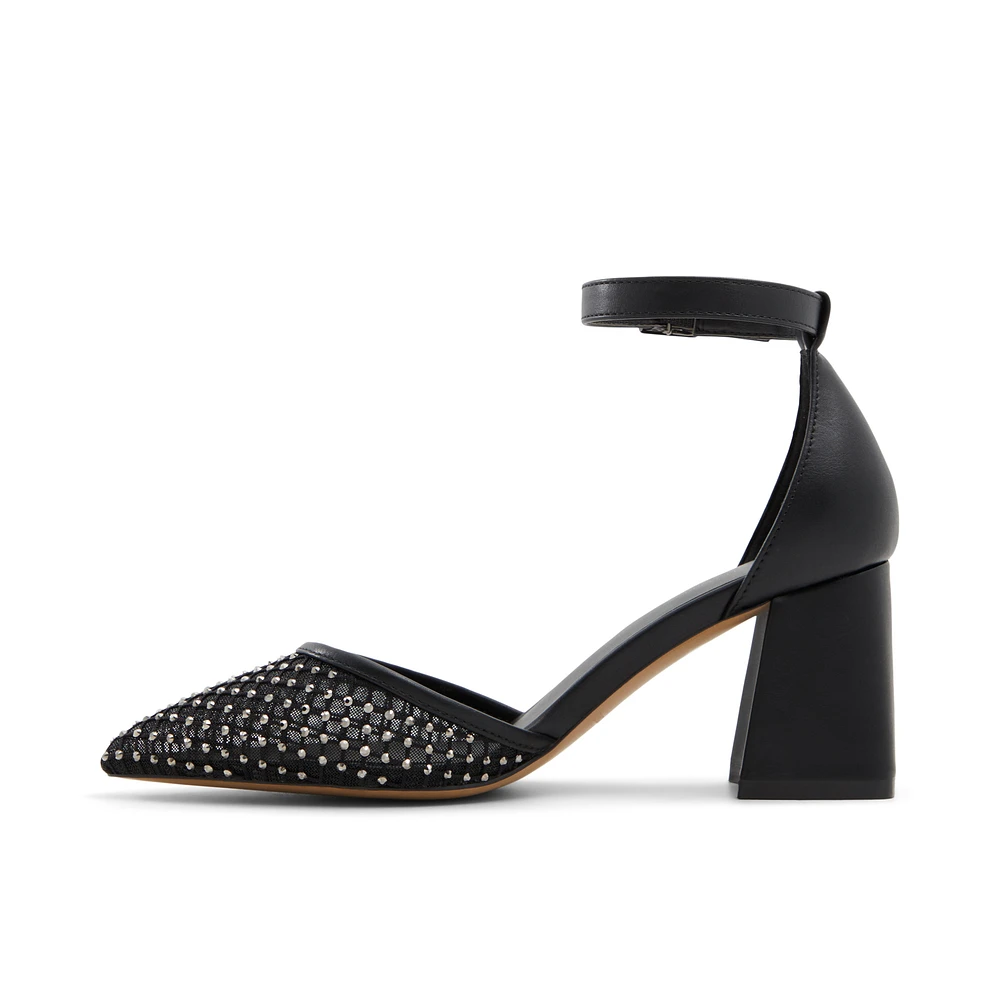 Daliaa Noir Toile Filet Femmes Talons chatons | Boutique Spring Canada