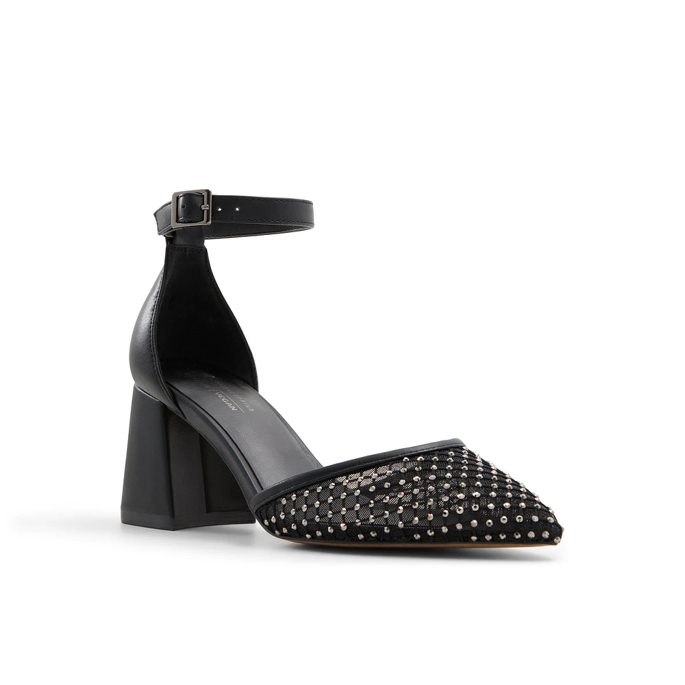 Daliaa Noir Toile Filet Femmes Talons chatons | Boutique Spring Canada
