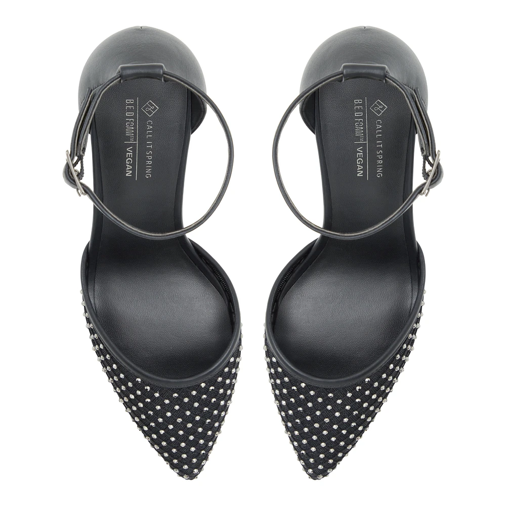 Daliaa Noir Toile Filet Femmes Talons chatons | Boutique Spring Canada